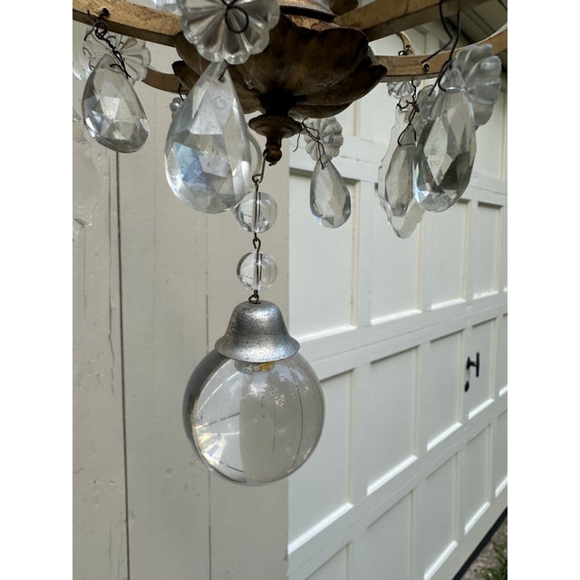 Old Lights On is pleased to offer this three arm brass and crystal chandelier. It is rewired and ready to install. We ship...