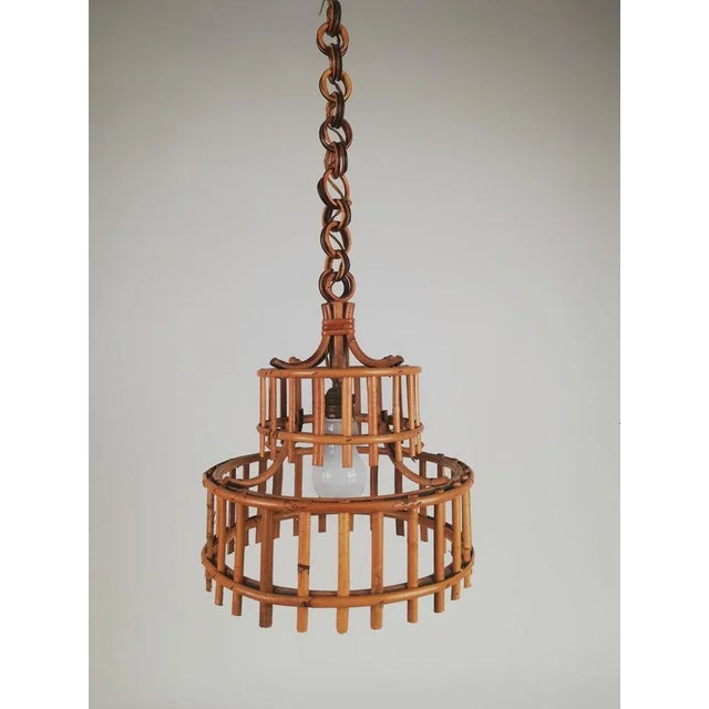 Bamboo and Rattan Chinoiserie Chandelier, Italy, 1960s For Sale - Image 9 of 11