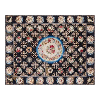 Antique European Needlepoint Rug For Sale