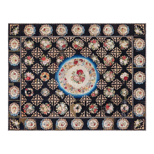 Antique European Needlepoint Rug For Sale
