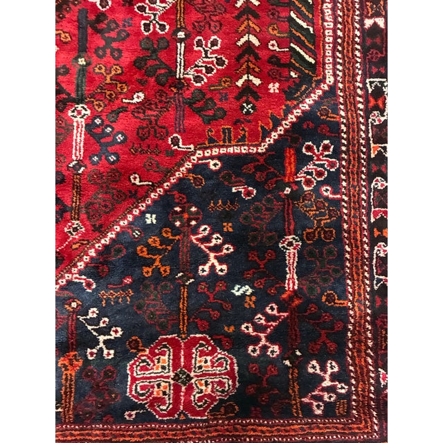 Red Mid-20th Century Persian Shiraz Qashqai Hand-Knotted Wool Rug For Sale - Image 8 of 11