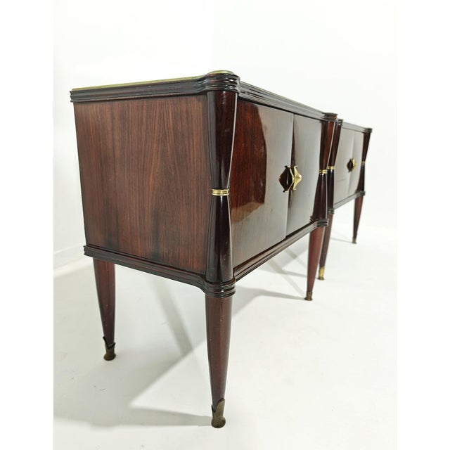 Italian Bedside Tables in Wood, Glass, and Brass in the style of Vittorio Dassi, 1950s, Set of 2 For Sale - Image 10 of 18