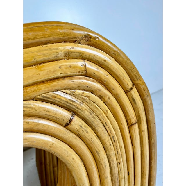 Wood Vintage Split Reed Rattan Waterfall Arch Side Table For Sale - Image 7 of 11