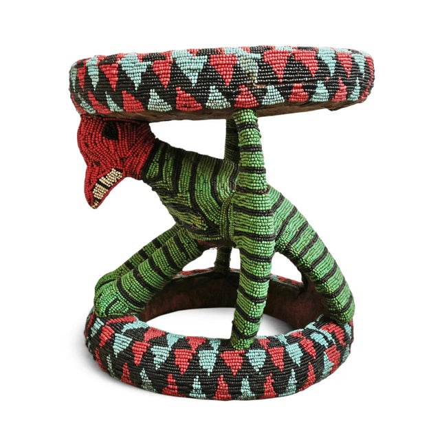 Vintage Bamileke Beaded Bird Stool For Sale In Los Angeles - Image 6 of 11