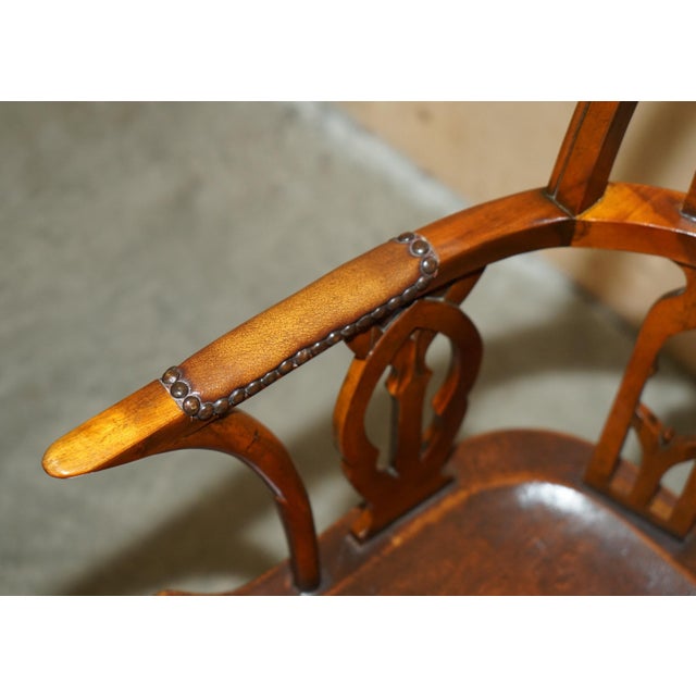 Secretaire Desk and Brown Leather Chair by Theodore Alexander, Set of 2 For Sale - Image 17 of 18