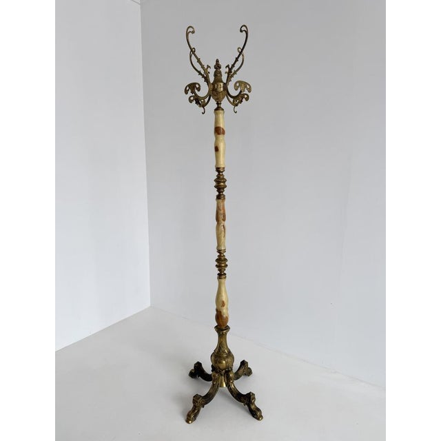 Italian Onyx Marble and Brass Coat Stand, 1960s For Sale - Image 10 of 18