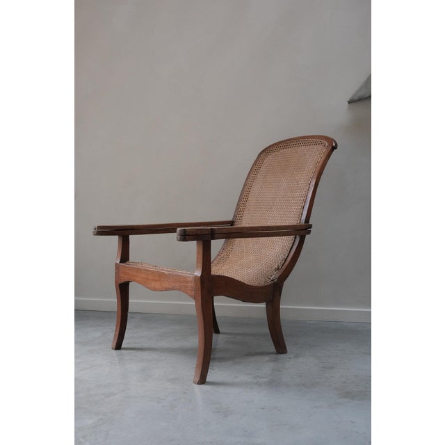 Lounge Chair with Cane Seat and Swing-Out Armrests, 1870s For Sale - Image 11 of 11