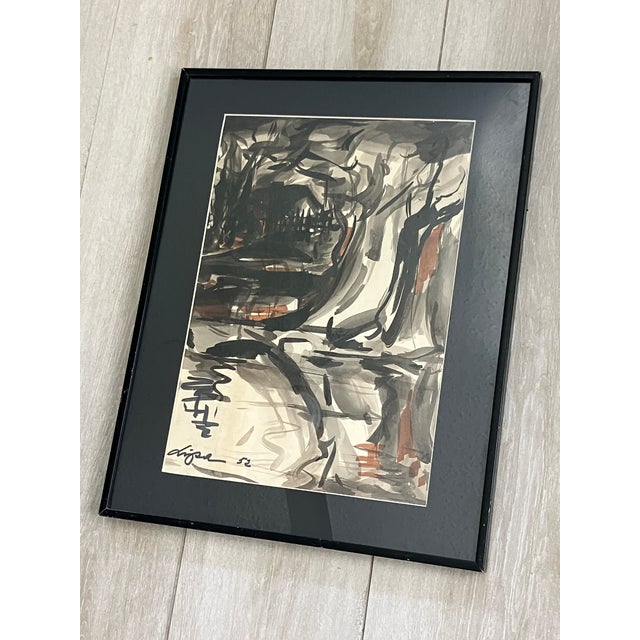 This is a very interesting original mixed media on paper work by Lipa Drojevic. The work is signed and dated 52. It is...