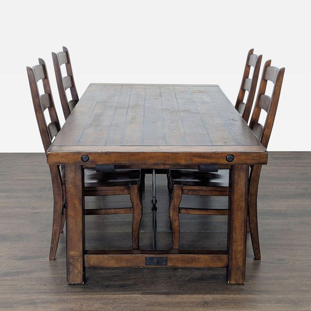 Pottery Barn Pottery Barn Benchwright Rustic Wood Extendable Dining Table With 4 Wynn Chairs For Sale - Image 4 of 14