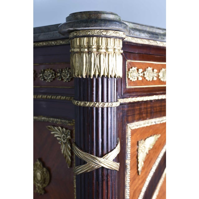 Early 20th Century Louis XVI Trophy Commode à Vantaux Bronze Mounted Marble Top Lion's Paw Reproduction of Benneman and Stöckel For Sale - Image 5 of 12