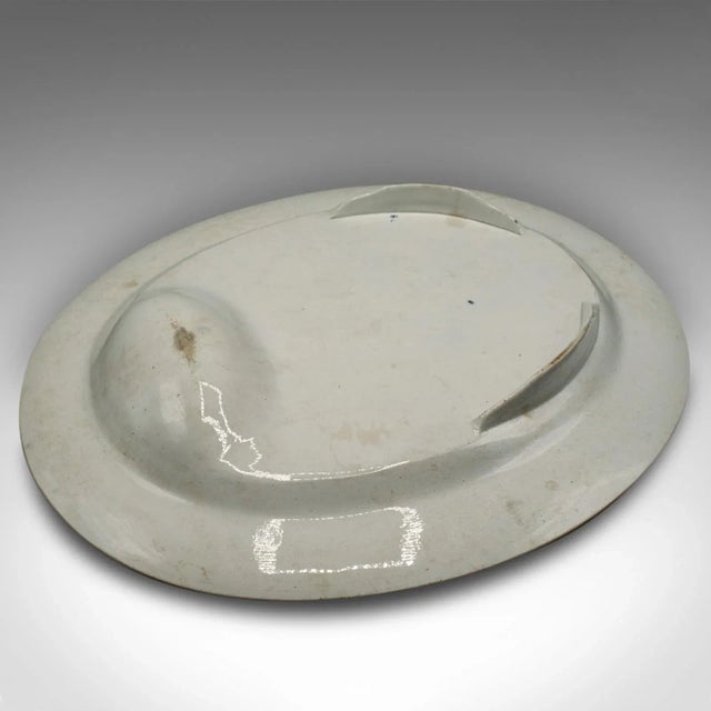 1900s Large Antique Victorian Chinese Ceramic Oval Meat Platter For Sale - Image 10 of 11