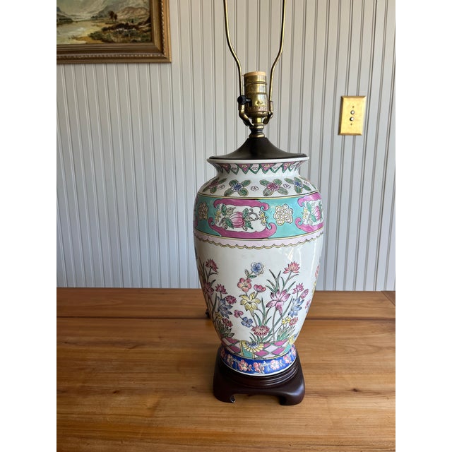 Vintage Chinese Famille Rose Porcelain Vase Lamp - Highly Collectible For Sale In Washington DC - Image 6 of 8