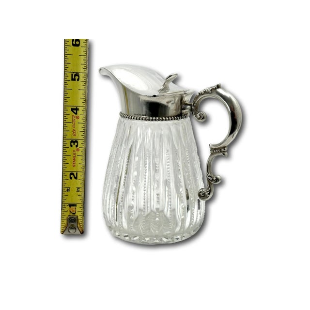 1890s American Antique Victorian "Brilliant" Hand Cut Crystal & Sterling Silver Mounted Maple Syrup Pitcher For Sale - Image 11 of 12