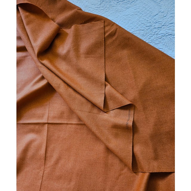 Vintage French Wool Poly Fabric Spice Pumpkin Ginger 4-1/3 Yards 56 Inches Wide For Sale In Monterey, CA - Image 6 of 7