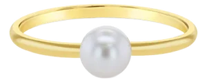 5mm - 6mm Solitaire Cultured Pearl Ring 14k Yellow Gold, Size 4