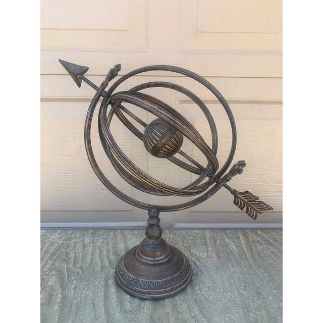 Vintage Iron Armillary Sphere Sundial Garden Ornament, English Estate Outdoor Decor For Sale - Image 9 of 10