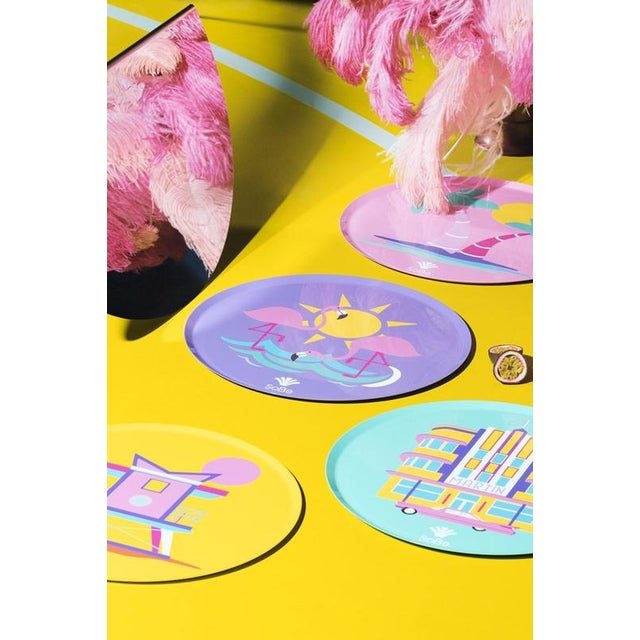 Limited Edition Flamingo Circular Sustainable Tray in Aluminum by Altreforme For Sale - Image 4 of 8