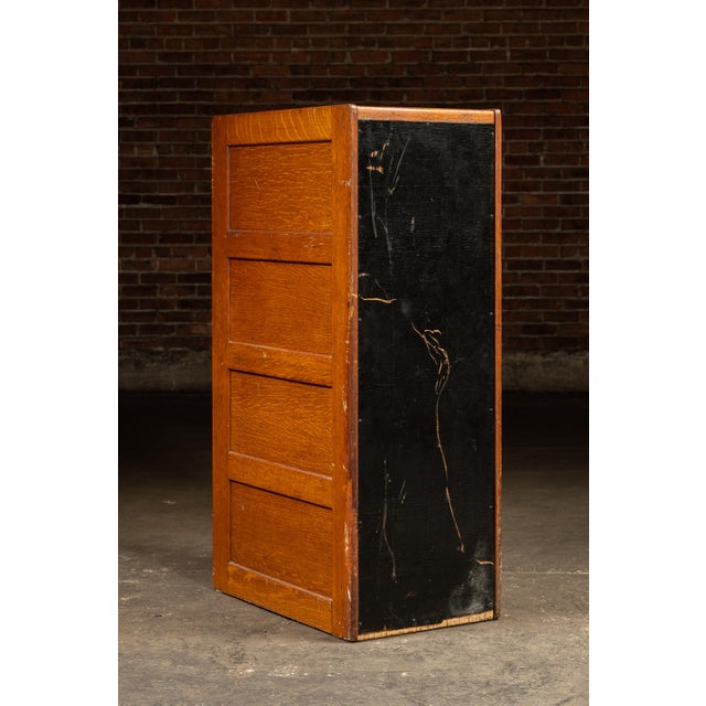 Vintage Quartersawn Card File Cabinet With Card Catalog For Sale In Chicago - Image 6 of 11