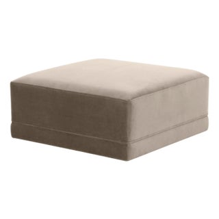 Willow Taupe Performance Velvet Ottoman For Sale
