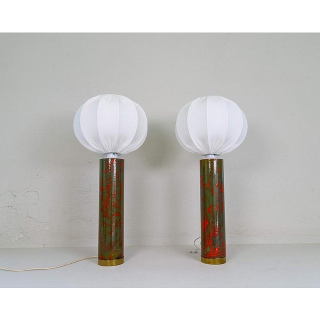 Large Mid-Century Modern Ceramic Table Lamps, Sweden, 1960s, Set of 2 For Sale - Image 4 of 12