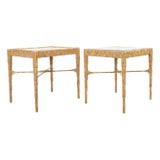 Pair of Nancy Corzine Gilt Curtain Side End Tables For Sale