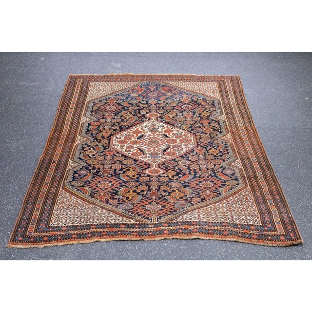 Antique Qashqai Rug 4'7'' x 6'3'' | Chairish