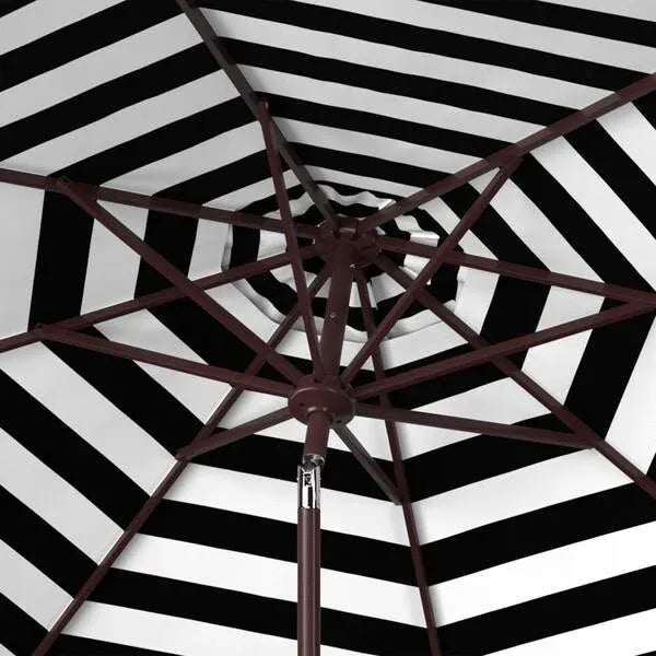 Safavieh Athens Inside Out Striped 9ft Crank Outdoor Auto Tilt Umbrella - Black For Sale - Image 4 of 5