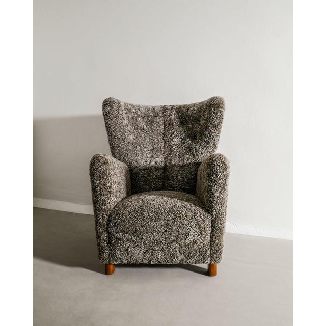 Rare danish early mid century cabinetmaker high wingback armchair attributed to the iconic fritz hansen "1672" model...