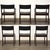 A set of 6 mid century modern walnut dining chairs with black vinyl upholstery designed by Milo Baughman for Directional...