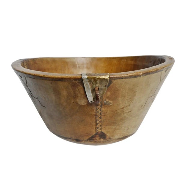 Wood Vintage Rustic African Tuareg Wood Bowl For Sale - Image 7 of 7