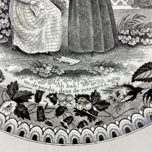 Ceramic Antique P&h Choisy French Creamware Faïence Scheffer Assiette Parlante Plates- Set of 4 For Sale - Image 7 of 13