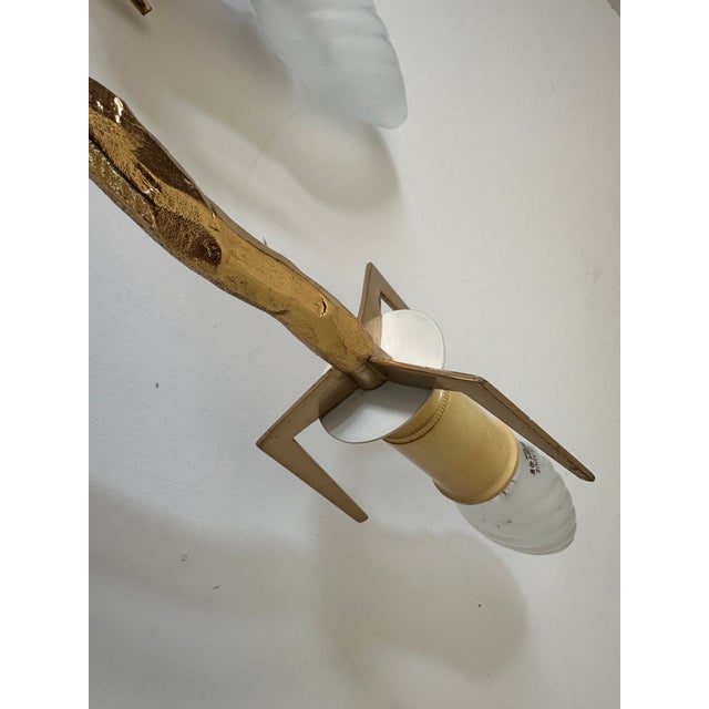 Arlus Vintage Bronze-Gold Three-Light Wall Sconces from Arlus, 1960s, Set of 2 For Sale - Image 4 of 18