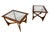 Stunning pair of Mid-Century Modern walnut and glass side tables from the highly desirable Silhouette collection by Lane...