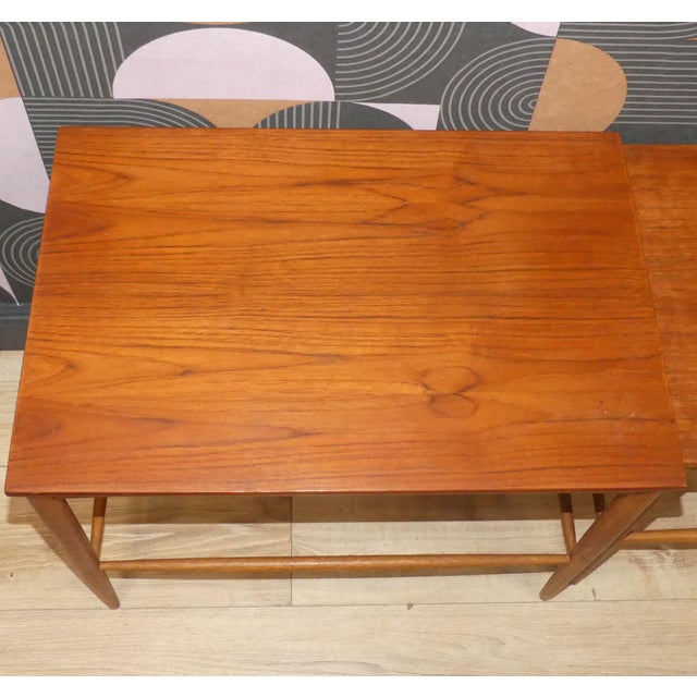 Scandinavian Teak Nesting Tables by Bertil Fridhagen for Bodafors, 1960s, Set of 3 For Sale - Image 16 of 18