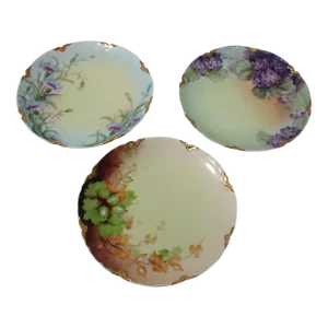 1930s Hand Painted French Dessert Plates- Set of 3