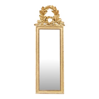 French Louis XVI Revival Giltwood Mirror With Laurel Crest, Circa 1920 For Sale