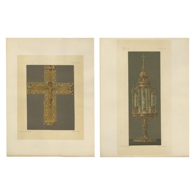 Royal Bavarian Cruciform Works and Jeweled Cross Diptych, Munich 1874, Paper, Set of 2 For Sale - Image 9 of 9