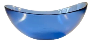 Large Blue Glass Bowl by Per Lütken for Holmegaard, 1980s