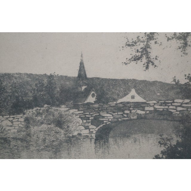 Antique Ernest C Rost Signed Home of Henry Longfellow Etching 34" For Sale - Image 11 of 11