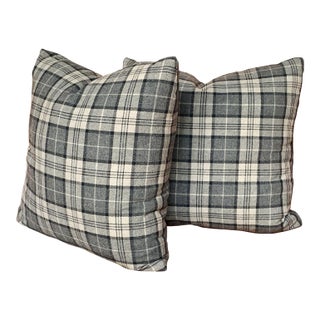 Cafiero Select Exclusive Custom Gray Plaid Pillows - A Pair For Sale