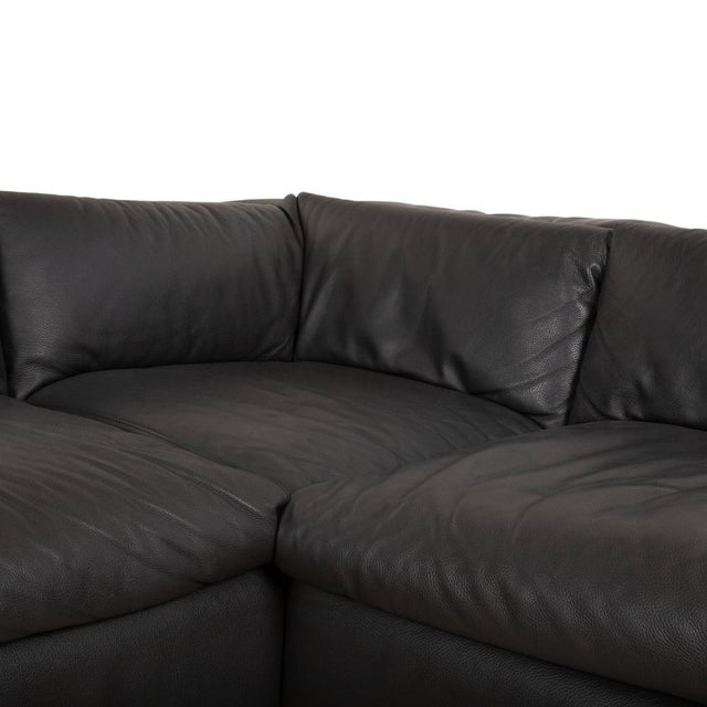 Animal Skin Courage Leather Chrome Corner Sofa in Grey Anthracite with Manual Function by Ewald Schillig For Sale - Image 7 of 18