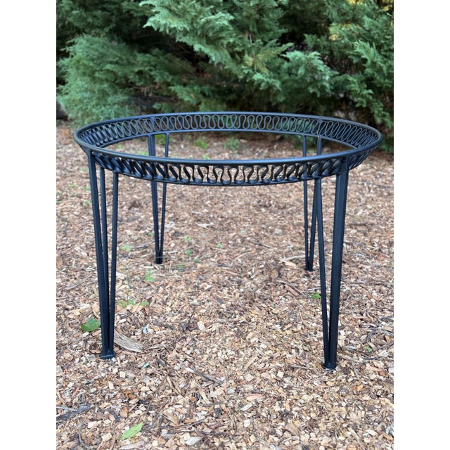 John Salterini Attributed to Maurizio Tempestini for John Salterini “Ribbon” Wrought Iron Dining Table With 54” Glass Top, C. 1950s For Sale - Image 4 of 11