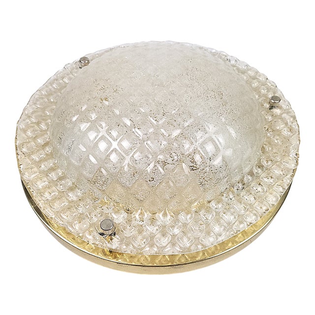 Ice Glass Ceiling Lamp, 1970s For Sale