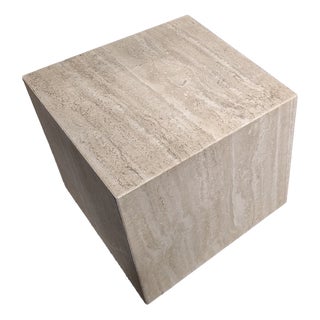 Italian Veined Travertine Coffee Table or Pedestal For Sale
