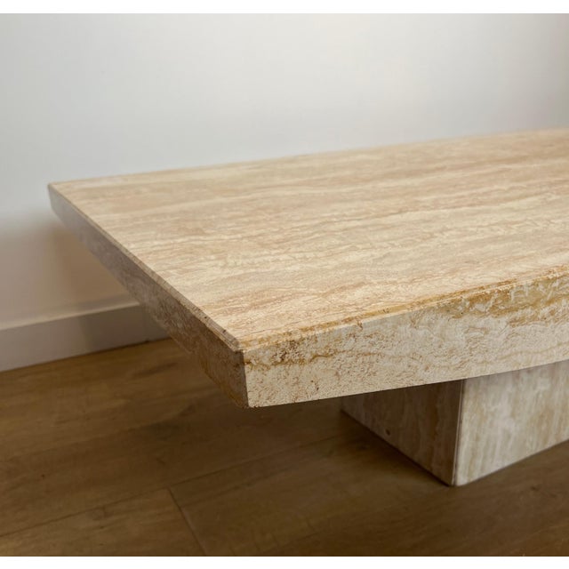 Travertine designer coffee table. Italian works by Stone International, circa 1980 For Sale - Image 10 of 12