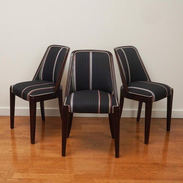 Black 1930s Set of Six French Walnut Art Deco Dining Chairs For Sale - Image 8 of 10