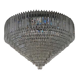 21st Century Modern Plafonnier Crystal Chandelier Chrome Flush Mount For Sale