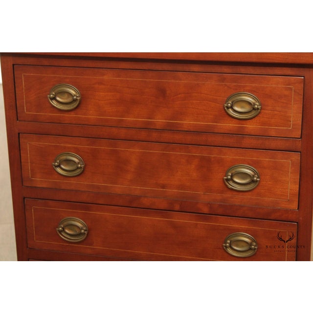 Custom Quality Hepplewhite Style Cherry Inlaid Diminutive Chest of Drawers For Sale - Image 11 of 12