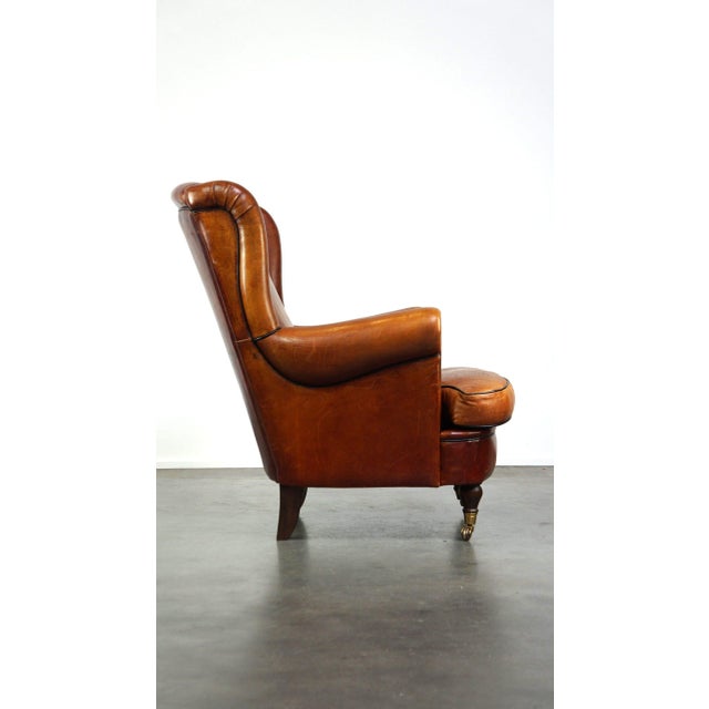 Wing Chair in Sheepskin Leather For Sale - Image 3 of 12