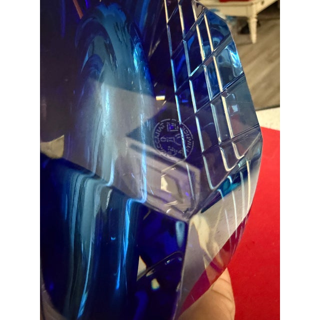 Baccarat Crystal Neptune Cobalt Blue Vase 7.5in by Thomas Bastide New For Sale In Atlanta - Image 6 of 11